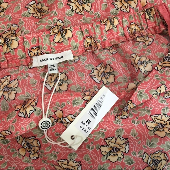 Max Studio midi skirt Floral peach Ruched ruffle size m new Womens - Picture 10 of 10